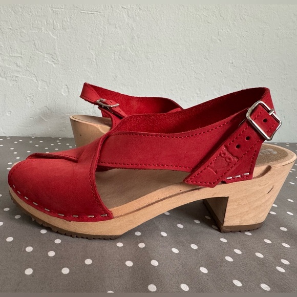 Sandgrens Morocco Clog Sandal size 37 Red 2 5/8” heel - Picture 5 of 9